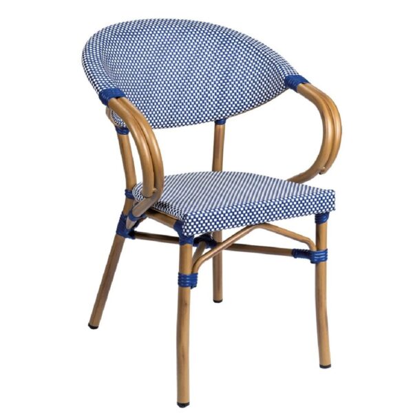 Fauteuil bistrot Cassis Duo Damier en textilène pour terrasses de restaurants et cafés