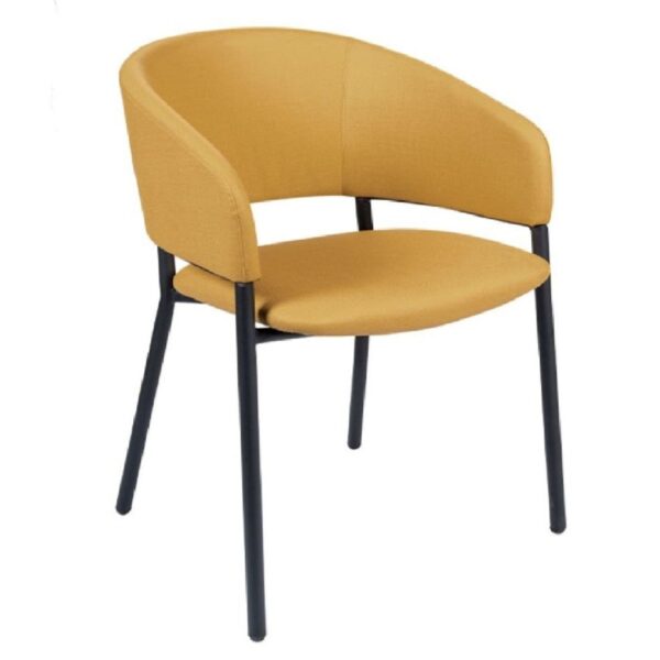 Fauteuil de restaurant Alban avec dossier enveloppant et structure acier noir disponible en plusieurs coloris