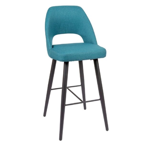 Tabouret de bar Argane tissu avec structure acier noir disponible en plusieurs coloris