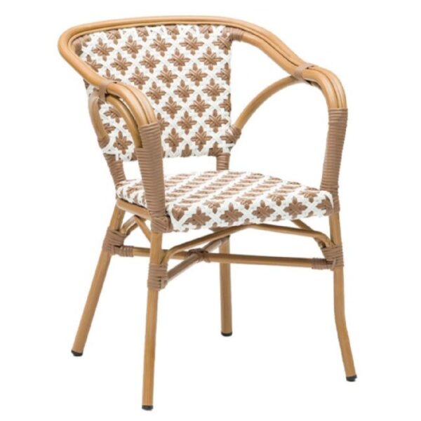 Fauteuil bistrot Calvi Marron 4 Fauteuil bistrot Calvi Marron et Blanc avec moelle tressée synthétique pour restaurants et cafés