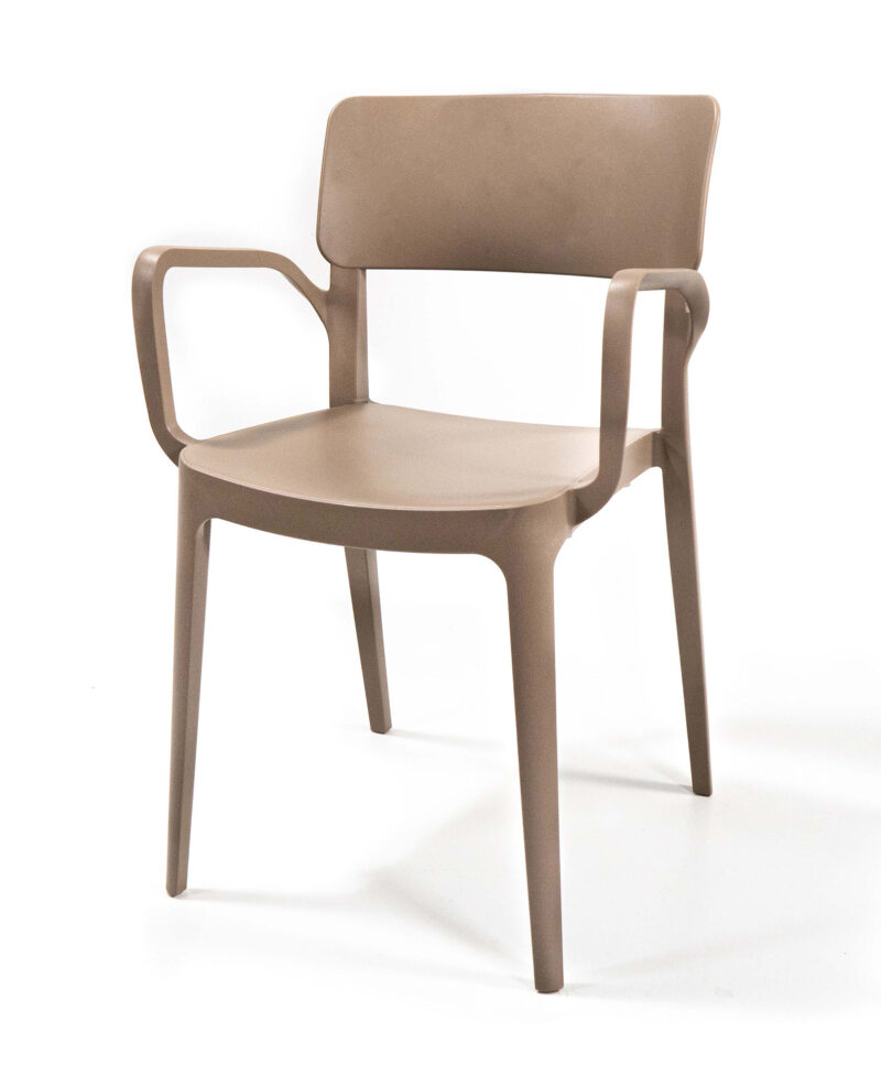 Wing - Chaise avec accoudoirs sable en polypropylène.