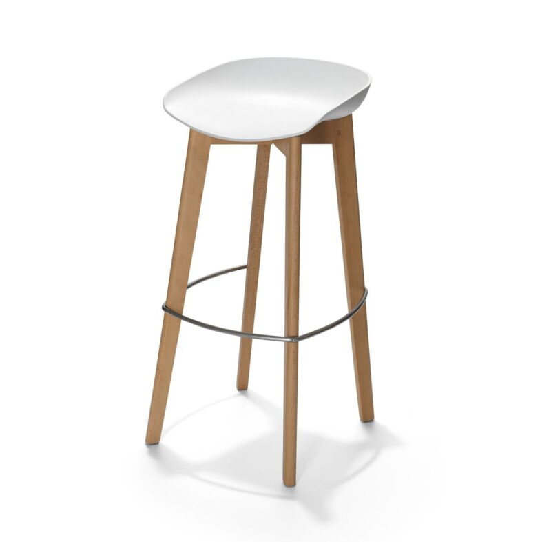 Keeve - Tabouret de bar sans dossier, coque en polypropylène blanche