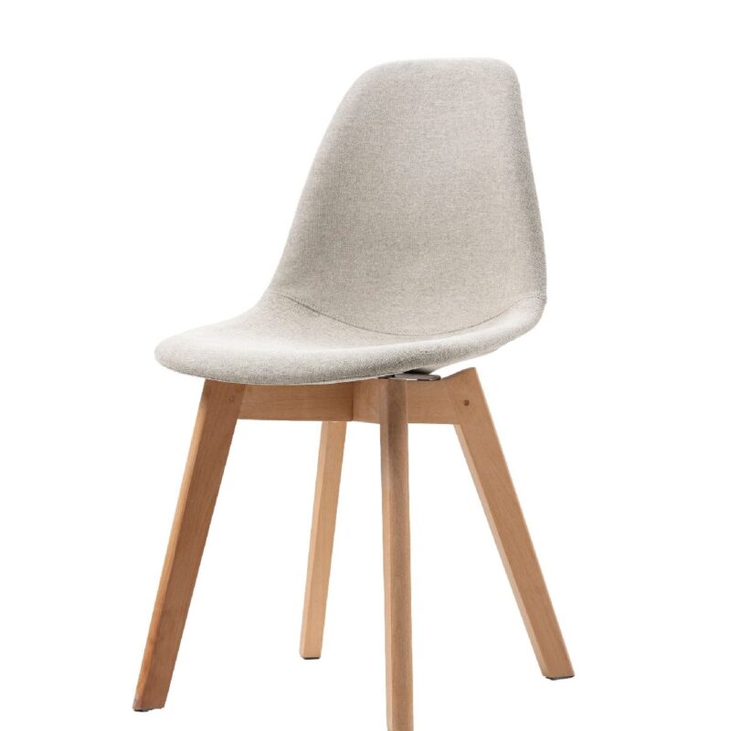 Keeve - Chaise tissu beige avec pietement bois de Veba