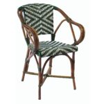 Loki - Fauteuil bistrot en rotin naturel vert et blanc