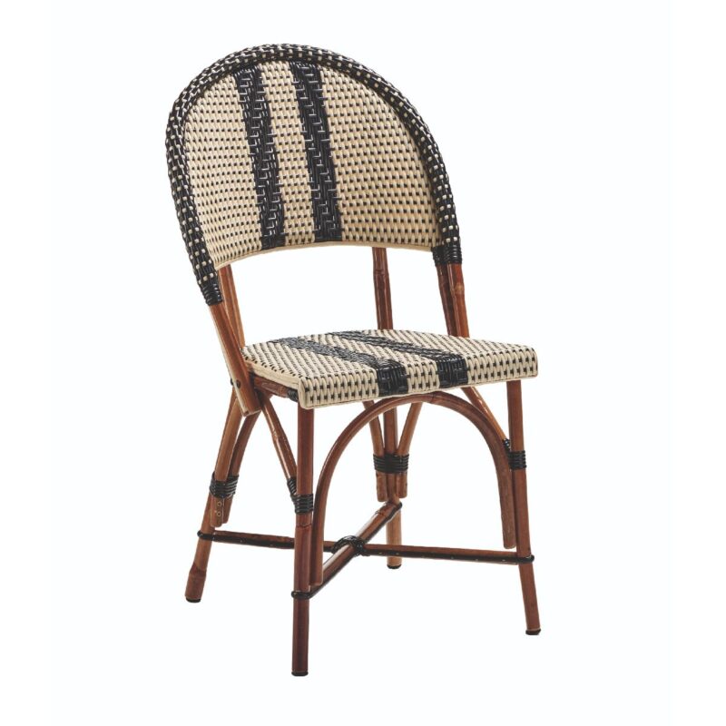 Maori - Chaise bistrot en rotin naturel tressage crème et noir