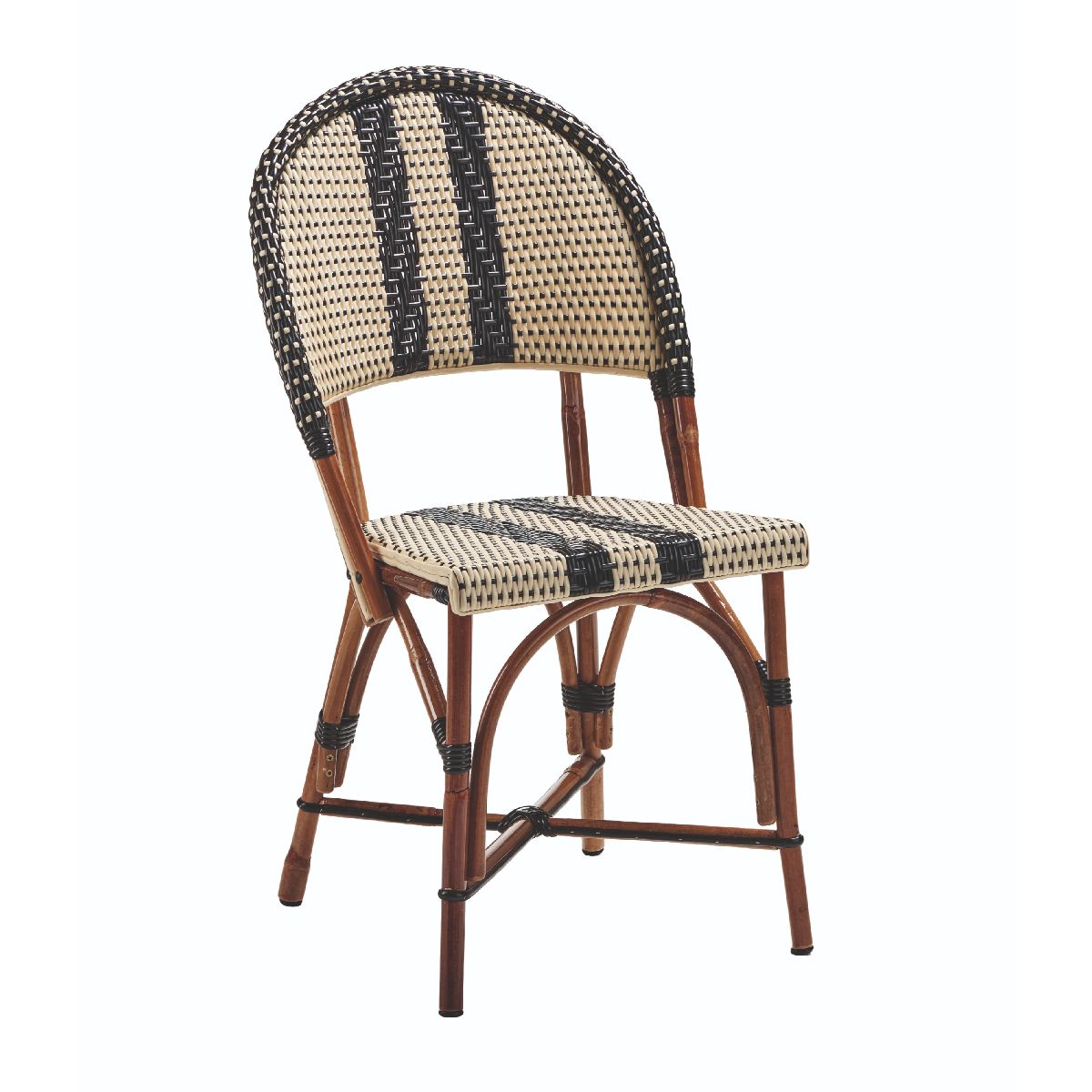 52379 MAORI Maori - Chaise bistrot en rotin naturel tressage crème et noir