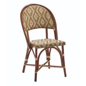 Niza - Chaise bistrot en rotin naturel ivoire et or
