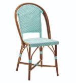 Maïa - Chaise bistrot en rotin naturel bleu ciel et havane