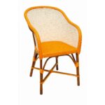 Cassius - Fauteuil bistrot en rotin naturel ivoire et orange
