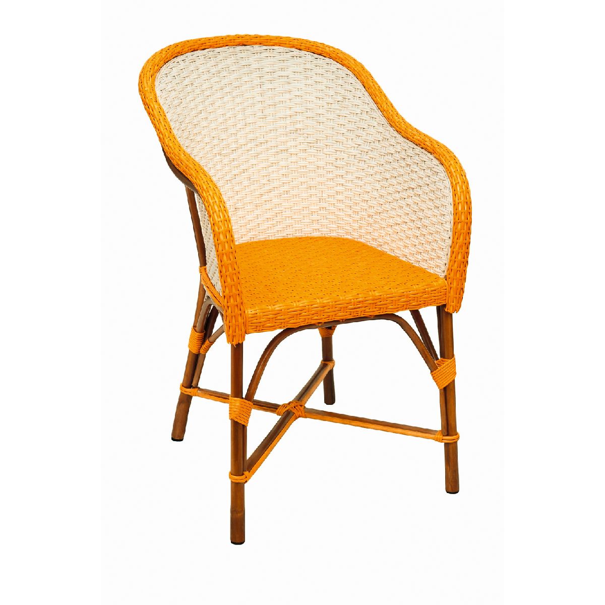 52503 CASSIUS Cassius - Fauteuil bistrot en rotin naturel ivoire et orange